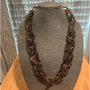 Kenneth Jay Lane 30” Leopard Chain Acrylic Necklace